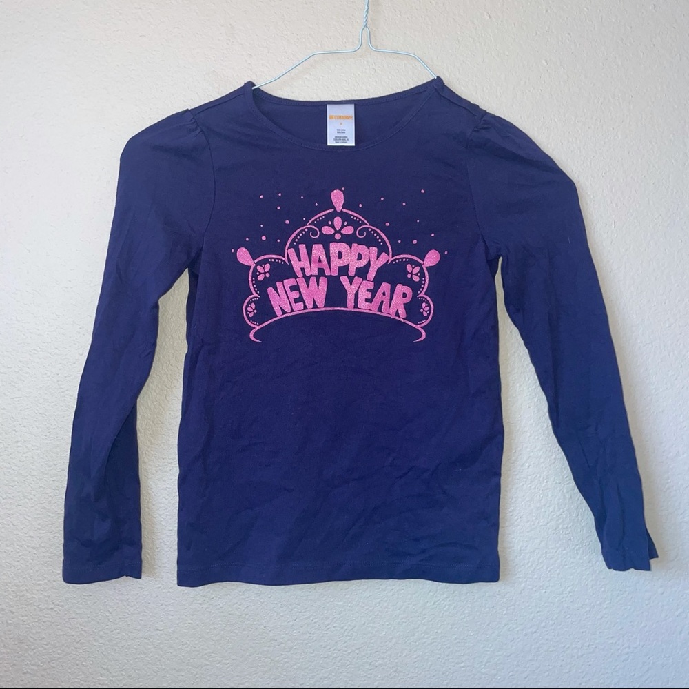 Gymboree Navy Blue Happy New Year Long Sleeve Shirt Size 8